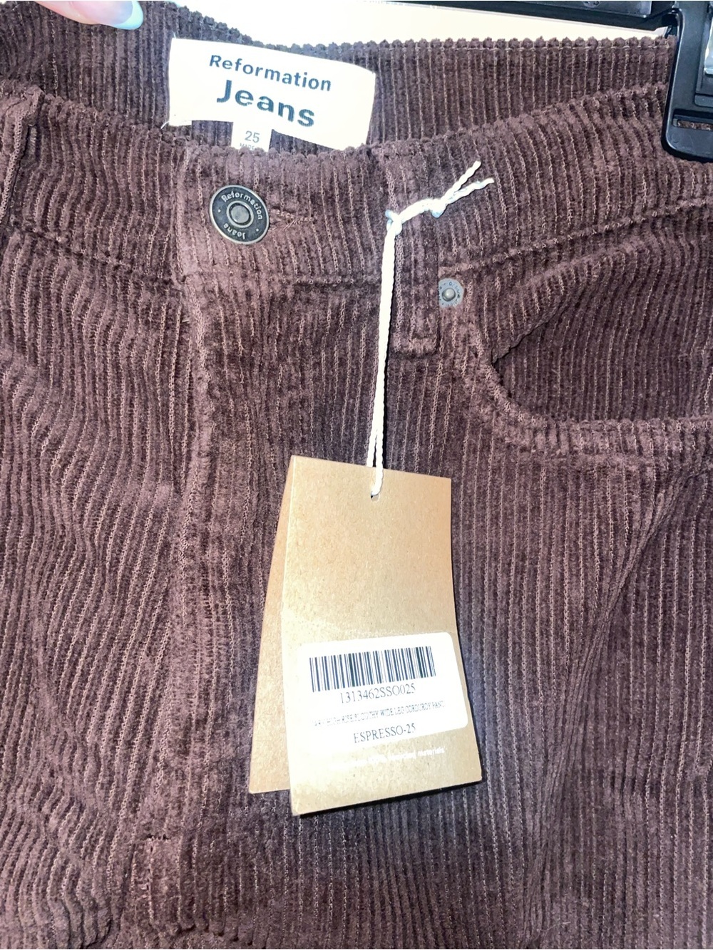 New! Reformation Cary High Rise Slouchy Wide Leg Corduroy Pants Brown Espresso🤎 - Picture 8 of 8